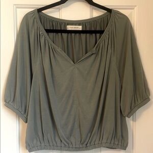 Lucky Brand Green Relaxed Ruched Blouse